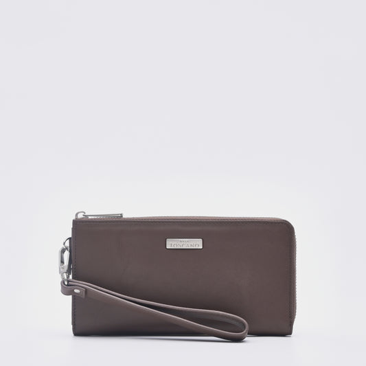 Dark Brown Leather Long Wallet With Wrist band - TGLW0433LN3MJ4 - Tocco Toscano Malaysia