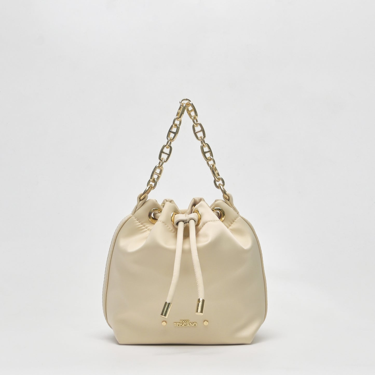 Chain-Handle Satin Bucket Bag - TLHB0911NN3BK3 WHITE - Tocco Toscano Malaysia
