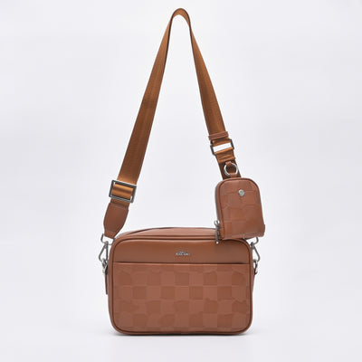 Brown Checkmate Couture Crossbody Bag With Small Pouch - TGSB0444PN3MK4 - Tocco Toscano Malaysia