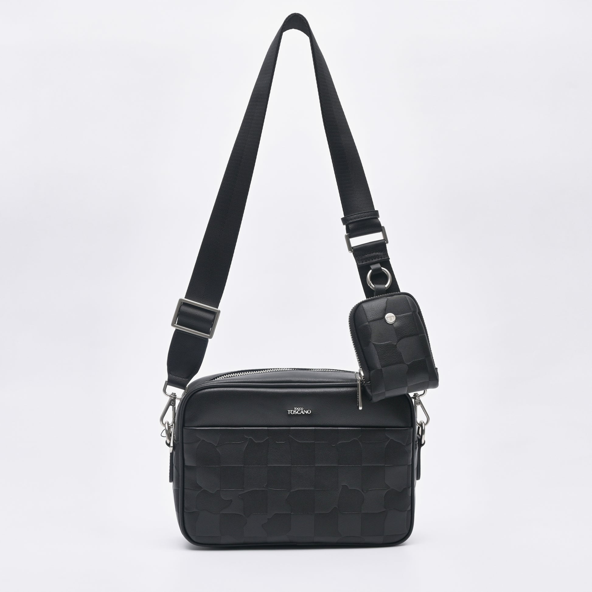 Black Checkmate Couture Crossbody Bag With Small Pouch - TGSB0444PN3MK4 - Tocco Toscano Malaysia