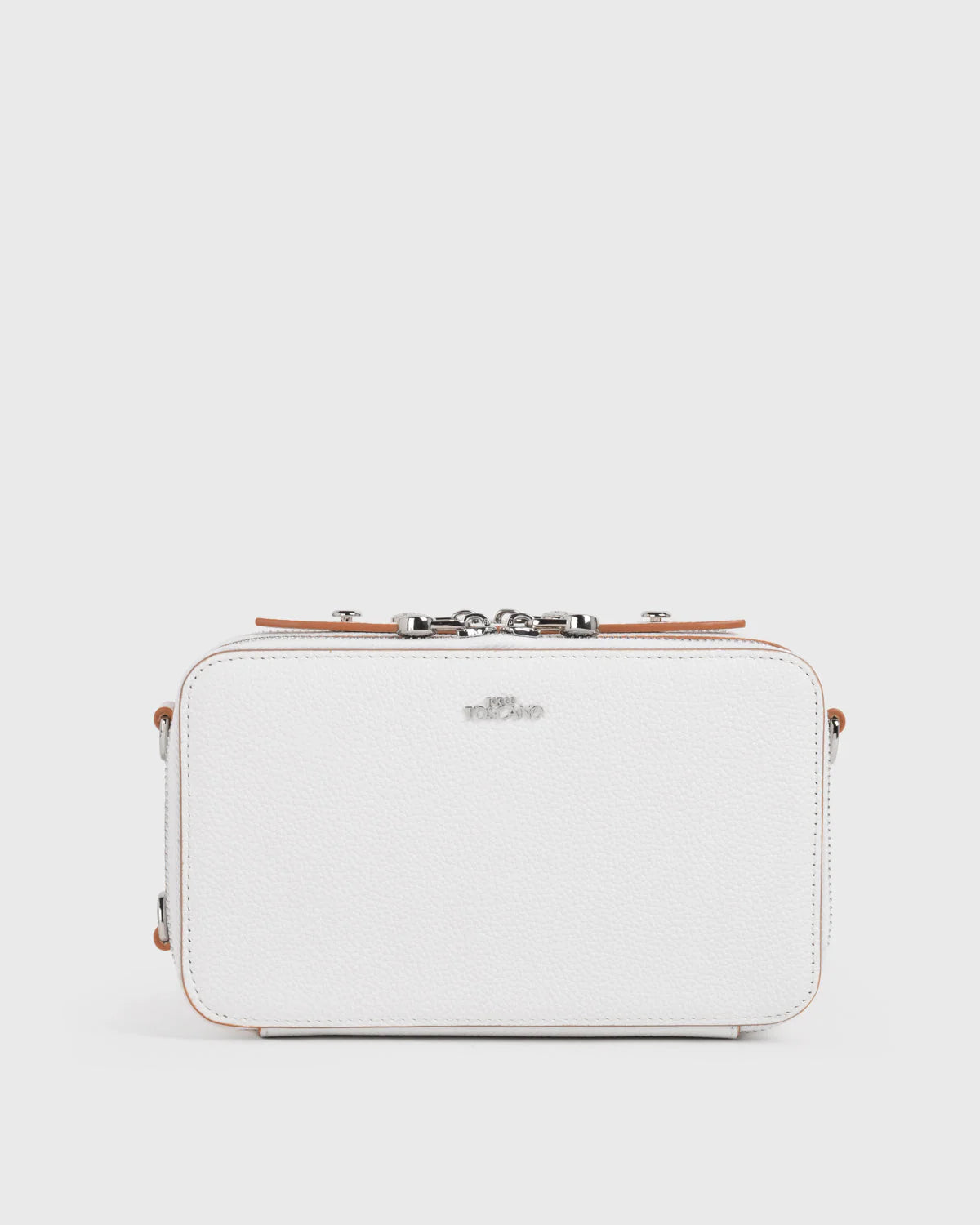 White Kylie Train Case Top Handle Crossbody Handbag - TLHB2211LN3NE4 - Tocco Toscano Malaysia