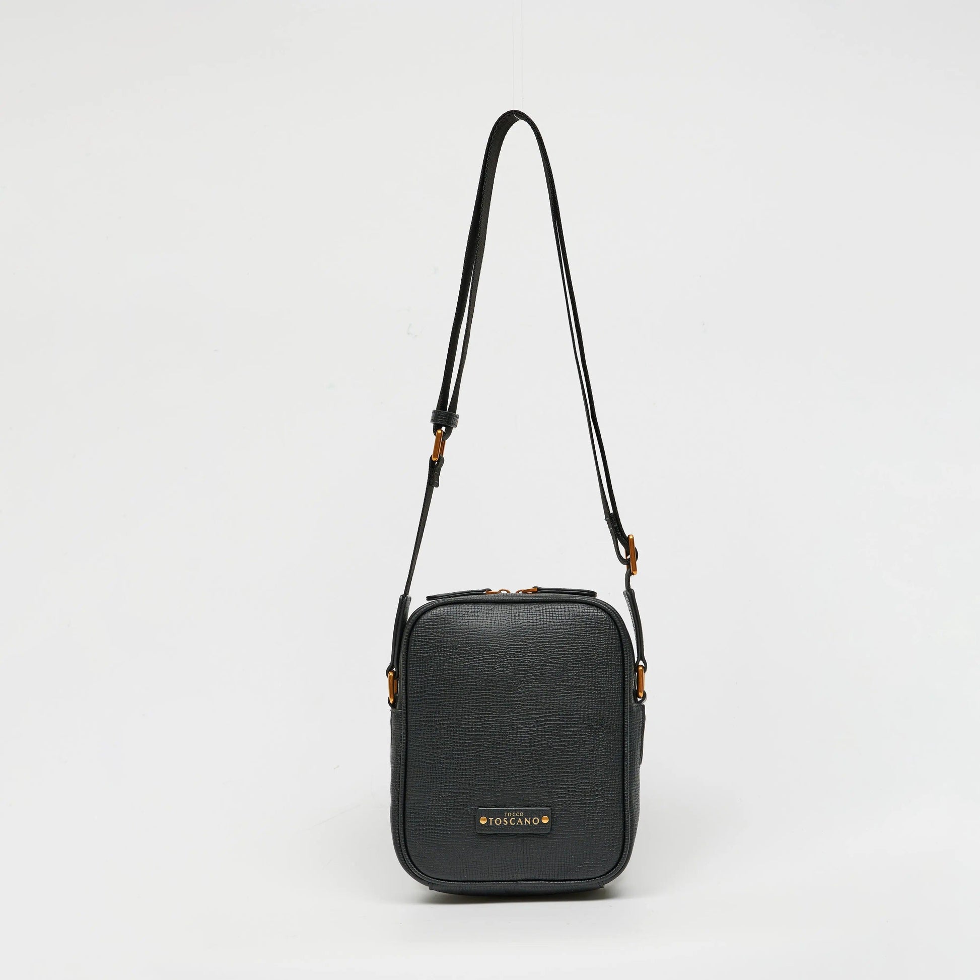Alden Leather Sling Bag With Gold-Tone Hardware - TGSB1413LN3NL2 BLACK - Tocco Toscano Malaysia