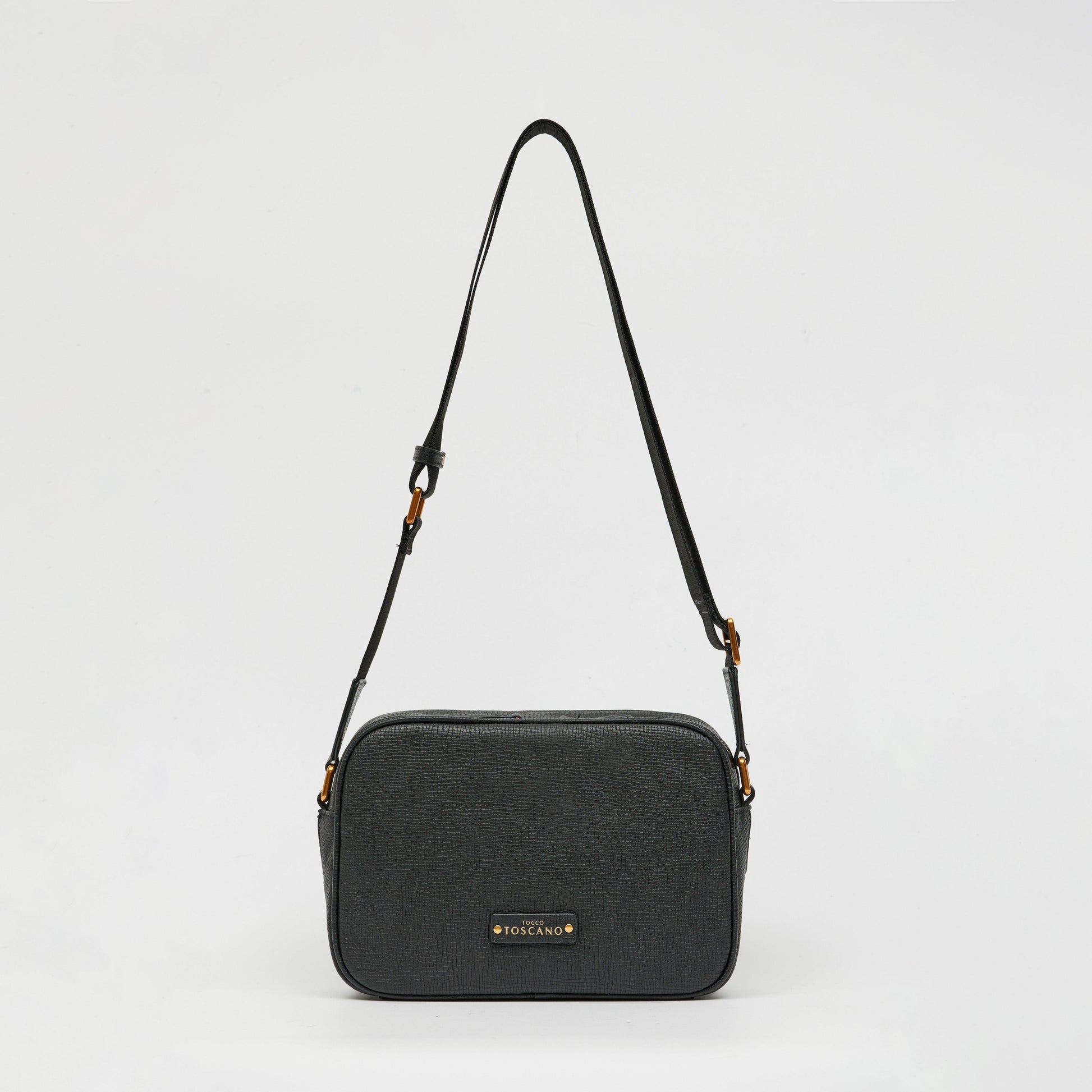 Alfred Leather Sling Bag With Gold-Tone Hardware - TGCB1423LN3NL2 BLACK - Tocco Toscano Malaysia